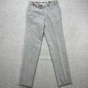 HILTL Pants Mens 32 Heather Gray Linen Blend Unhemmed Contemporary‎ Trouser NEW